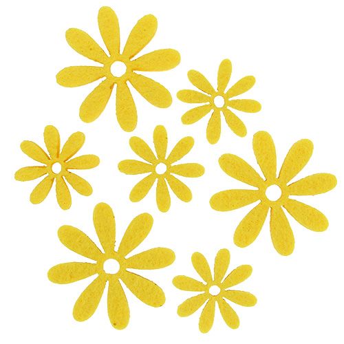 Floristik24 Felt flower set in yellow 96 pieces