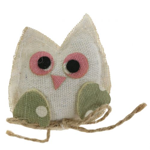 Floristik24 Decorative owl fabric 6cm pink / green / white 6pcs