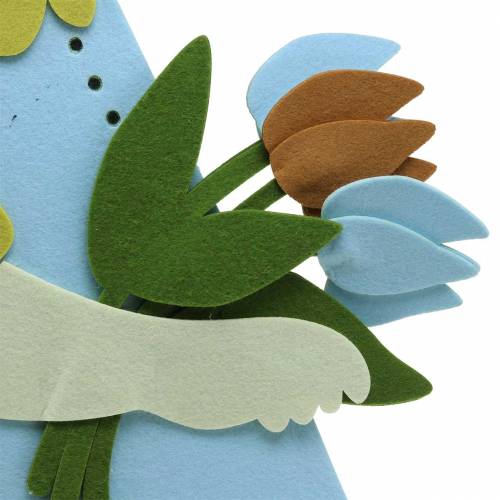 Floristik24 Big Easter bunny felt cream, light blue, 44cm H101cm shop window decoration