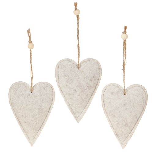 Product Felt heart pendants in a set – Romantic decorative hearts with embroidery 12 cm 6 pieces
