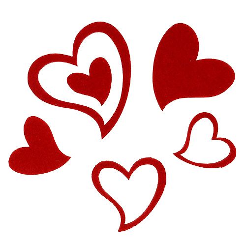 Floristik24 Felt hearts mix 3cm - 7.5cm red 72 pcs