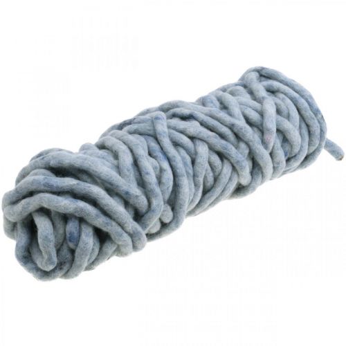 Floristik24 Felt cord fleece Mirabell 25m blue/grey