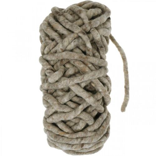 Floristik24 Felt cord fleece Mirabell 25m grey/brown