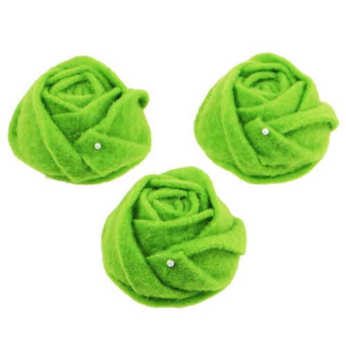 Floristik24 Felt rose green Ø8cm H4.5cm 6pcs