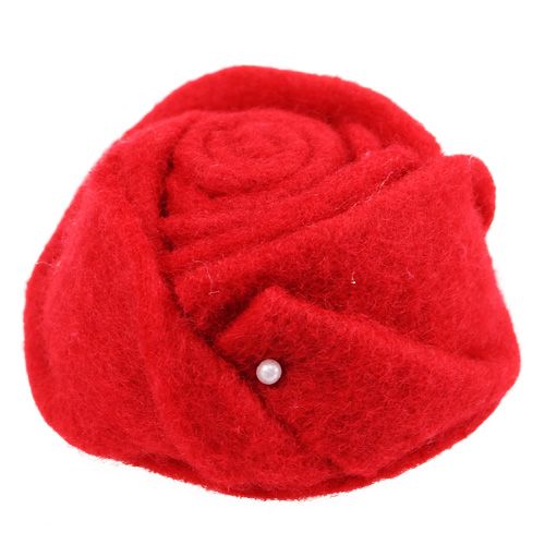 Floristik24 Felt rose red Ø8cm H4cm 6pcs