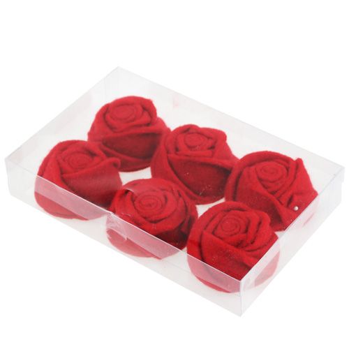 Floristik24 Felt rose red Ø8cm H4cm 6pcs