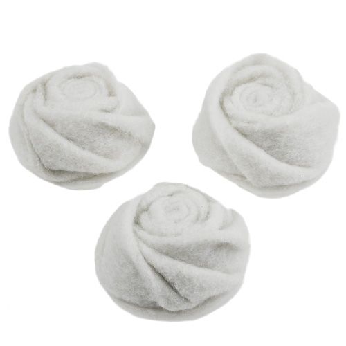 Floristik24 Felt rose white Ø8cm H4cm 6pcs