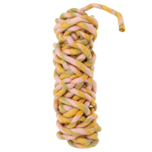 Floristik24 Felt cord 25m pink, yellow, green