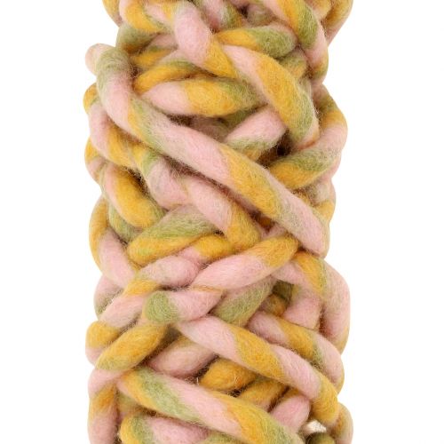 Floristik24 Felt cord 25m pink, yellow, green