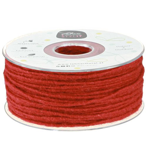 Floristik24 Felt cord wool thread wool cord wick thread red 100m