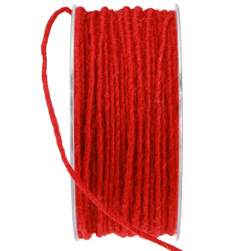 Floristik24 Felt cord wool thread wool cord wick thread red 100m