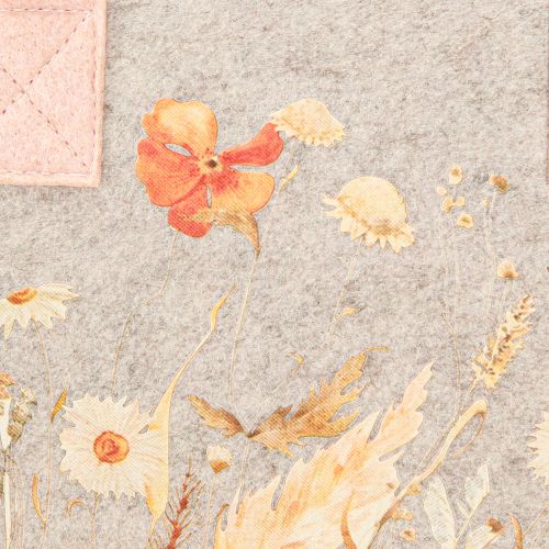 Floristik24 Felt bag with flower motif – Sustainable gift &amp; shopping bag in grey &amp; pink 26cm 2pcs