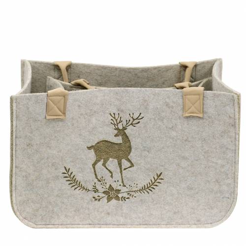 Floristik24 Felt bag nature with deer motif 2-set