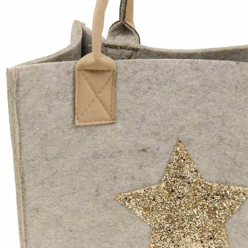 Floristik24 Felt bag with sequin star natural set of 2