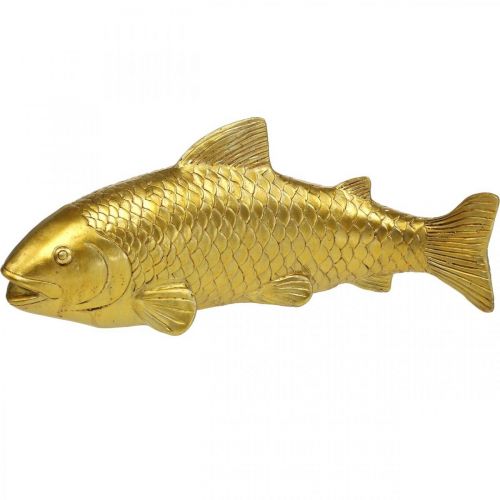 Floristik24 Decorative fish to put down, fish sculpture polyresin golden large L25cm