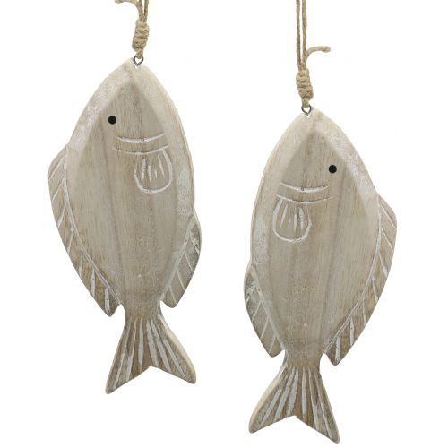 Deco hanger wooden fish 21cm 2pcs