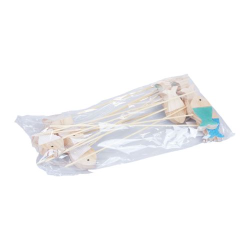 Floristik24 Flower Stick Decoration Fish Wood Maritime Decoration 7×4cm 12 pcs