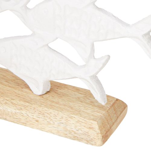 Product School of Fish Decoration Fish White Metal Wood Natural 28x16cm