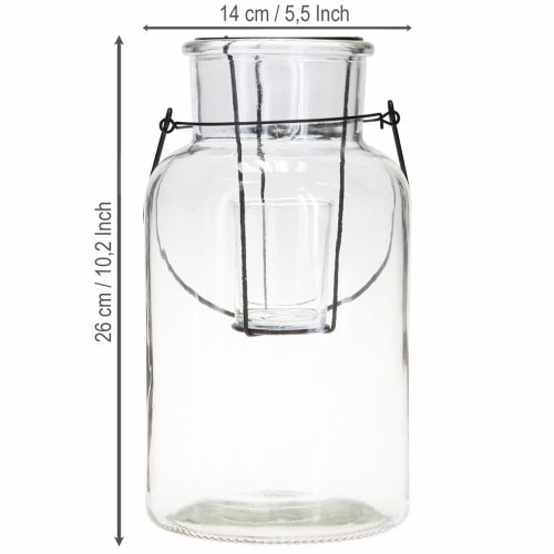 Product Bottle decoration lantern glass metal clear black Ø13cm
