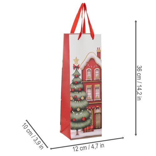 Gift bag bottle Christmas house and Christmas tree 36cm 2pcs | Floristik24.ie