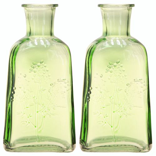 Product Bottle vase glass vase with motif bottle glass green H19cm 2pcs