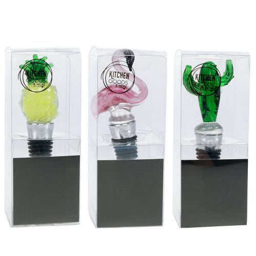Floristik24 Bottle stopper with figures made of glass 11-12cm 3pcs