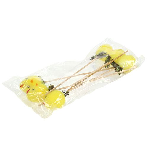 Floristik24 Fluffy chick yellow on the stick 4cm 6pcs