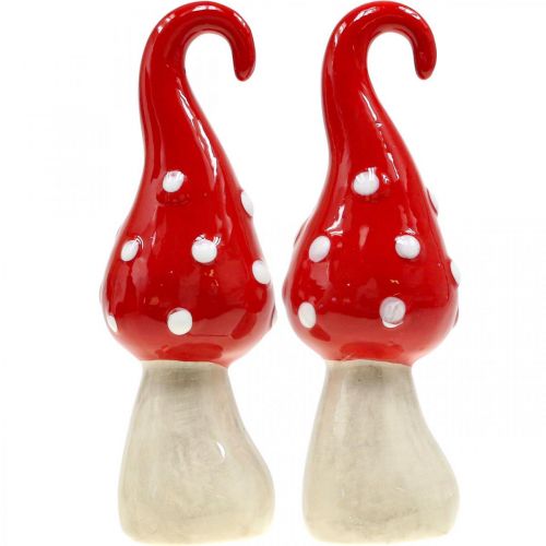 Product Toadstool ceramic decorative mushrooms red white Ø5cm H15.5cm 2pcs