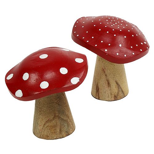 Floristik24 Fly agaric wood mushroom mix 9cm -10.5cm red, natural 8pcs