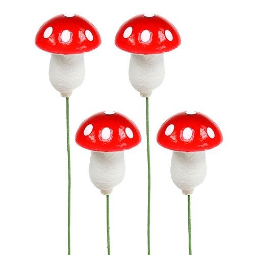 Floristik24 Fly agaric on a wire 2.2cm 100pcs
