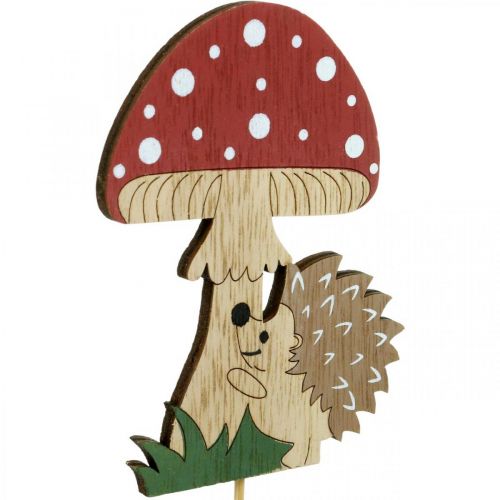Floristik24 Decorative plugs, autumnal wooden decoration, hedgehog with mushroom H11cm L34cm 12pcs