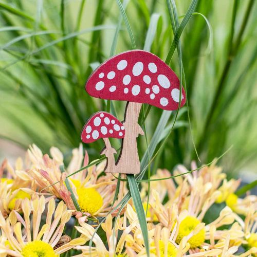 Product Wooden toadstools, mushroom decoration, autumn, flower plugs H7cm L34cm 18 pieces