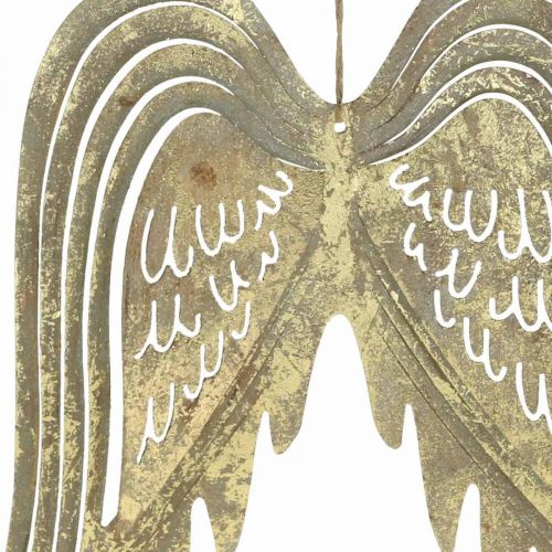 Product Christmas decoration angel wings, metal decoration, wings to hang golden, antique look H29.5cm W28.5cm