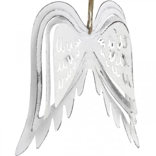 Floristik24 Angel wings to hang, Christmas decoration, metal pendants white H11.5cm W11cm 3pcs