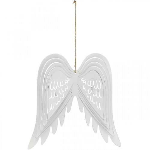 Floristik24 Wings to hang, Advent decoration, angel wings made of metal White H29.5cm W28.5cm