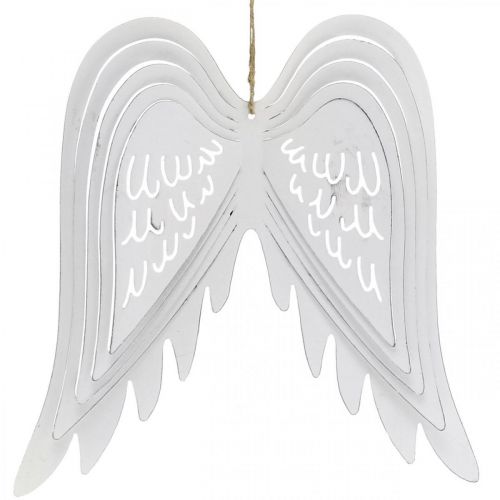 Wings to hang, Advent decoration, angel wings made of metal White H29.5cm W28.5cm