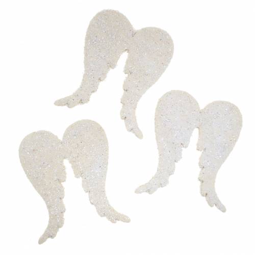 Floristik24 Scatter decoration angel wings glitter white 5cm 48 pcs