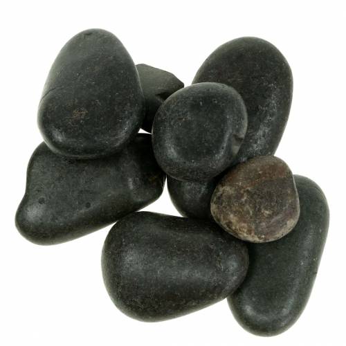Product River pebbles, matte black, natural stones, decorative stones, L15–60mm, W15–40mm, 2kg