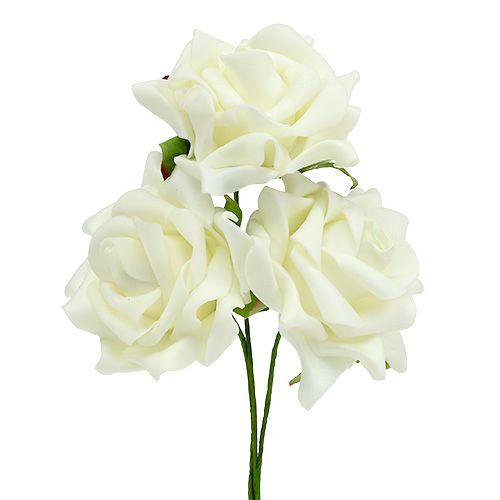 Floristik24 Foam Rose Ø7.5cm Cream 18 pcs
