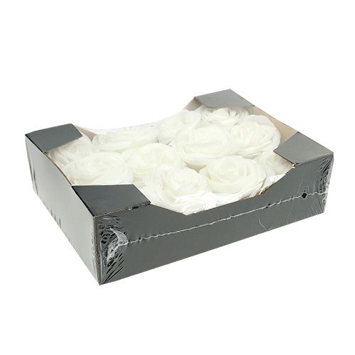 Floristik24 Foam rose white with mother of pearl Ø7.5cm 12p