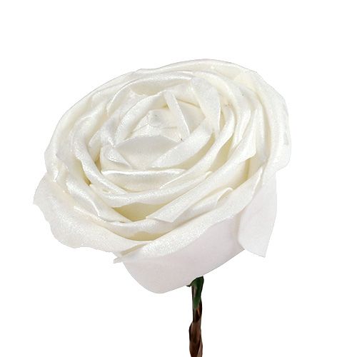 Product Foam rose white with mother-of-pearl Ø10cm 6pcs