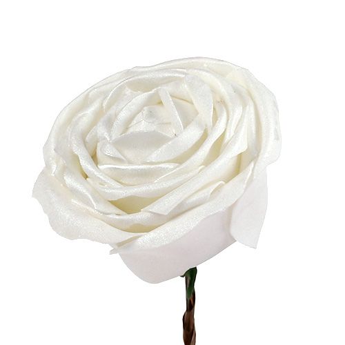 Floristik24 Foam Rose White with Mother of Pearl Ø10cm 6 pcs