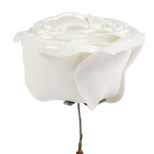 Product Foam rose white with mother-of-pearl Ø10cm 6pcs