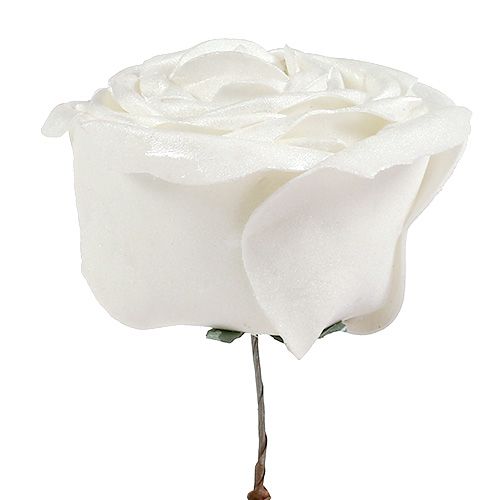 Floristik24 Foam Rose White with Mother of Pearl Ø10cm 6 pcs