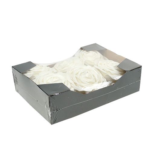 Floristik24 Foam Rose White with Mother of Pearl Ø10cm 6 pcs