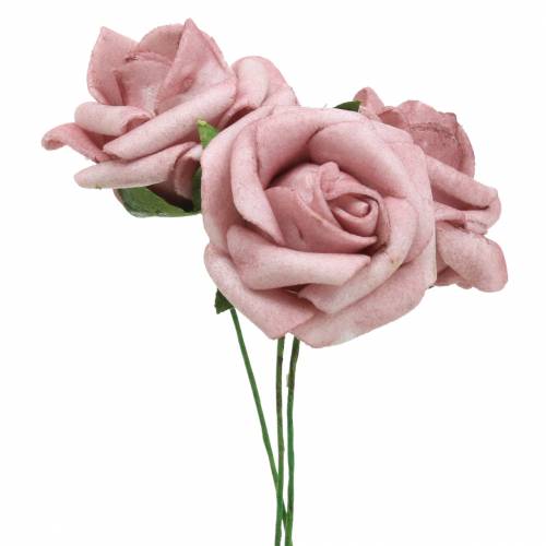 Product Foam rose Ø3.5cm old pink 48 pcs