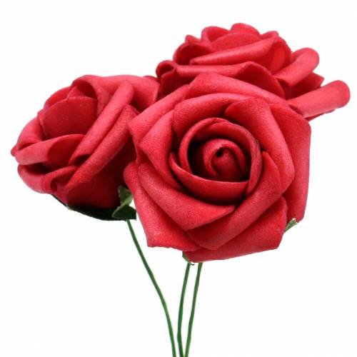 Floristik24 Foam Rose Ø3.5cm Red 48 pcs