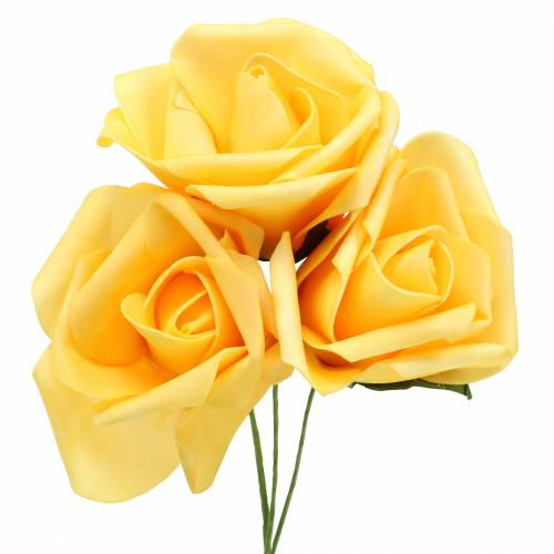 Foam Rose Ø10cm Yellow 8 pcs