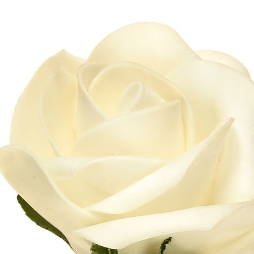 Product Foam roses with stem flowers foam cream Ø7.5cm 18 pcs
