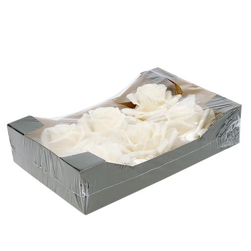 Floristik24 Foam rose white Ø10cm snowed 6pcs